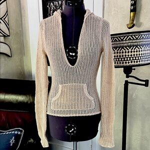 Abercrombie & Fitch Beige V-Neck hooded Sweater M but fits like an xs